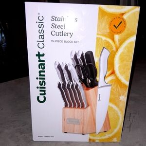 Brand New Cuisinart Classic Stainless Steel Cutlery Set with Block